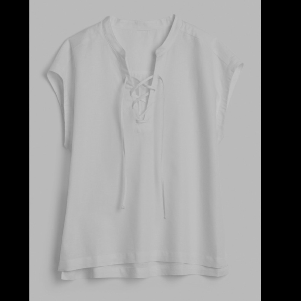 NWT Gap White Lace Up Top in Linen Cotton Size Small